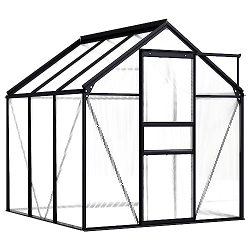 vidaXL Gewächshaus UV-beständig Garten Treibhaus Tomatenhaus Frühbeet Pflanzenhaus Anthrazit Aluminium Polycarbonat 3,61m² 190x190x125/195cm von vidaXL