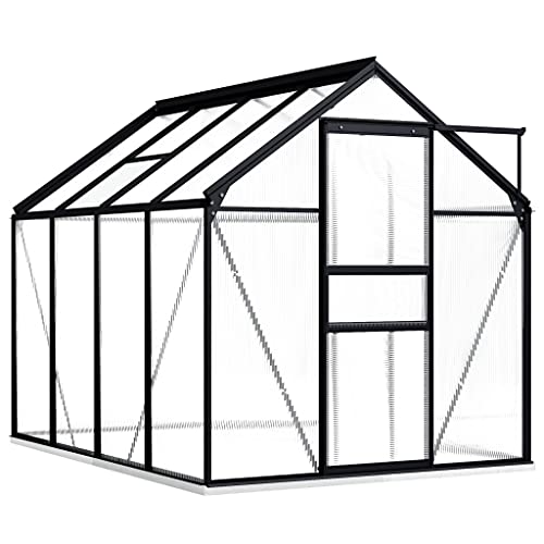 vidaXL Gewächshaus mit Fundamentrahmen Garten Treibhaus Pflanzenhaus Frühbeet Gartenhaus Tomatenhaus Anthrazit Aluminium Polycarbonat 4,75 m³ von vidaXL