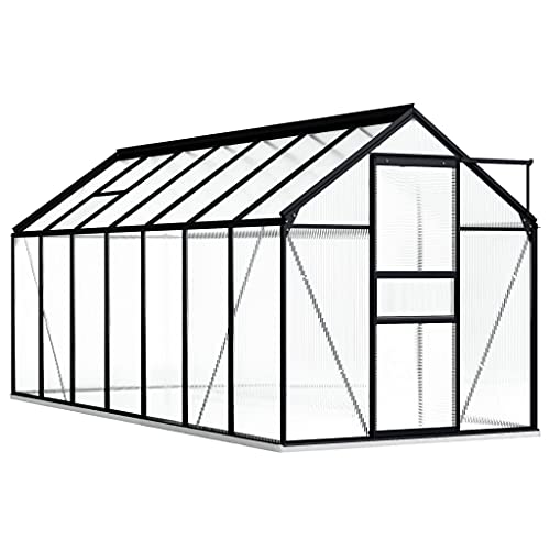 vidaXL Gewächshaus mit Fundamentrahmen Garten Treibhaus Pflanzenhaus Frühbeet Gartenhaus Tomatenhaus Anthrazit Aluminium Polycarbonat 8,17 m³ von vidaXL