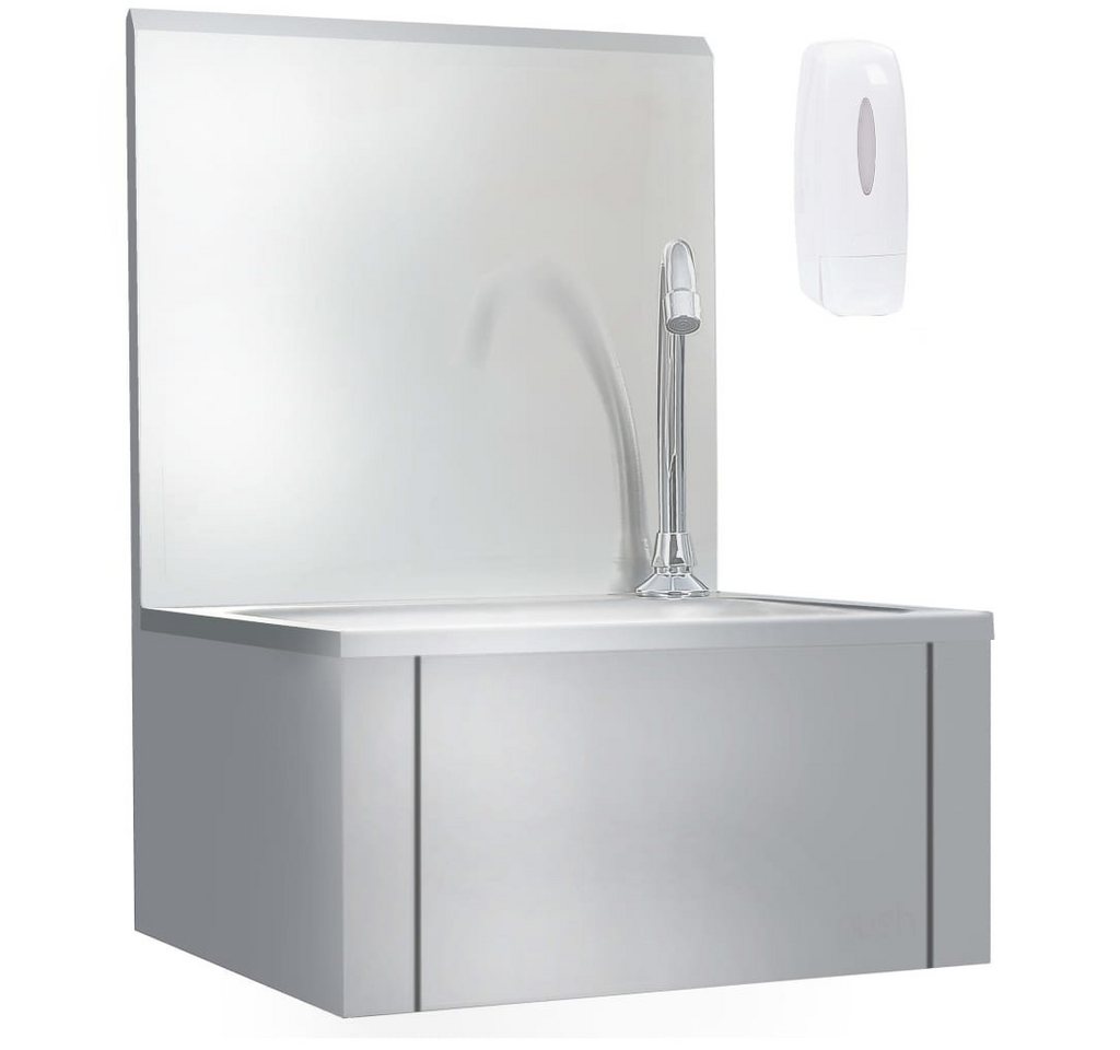 vidaXL Granitspüle Handwaschbecken mit Wasserhahn und Seifenspender Edelstahl, 34/40 cm von vidaXL