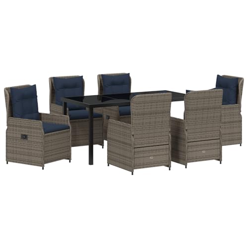 vidaXL 7-teiliges Garten-ESS-Set Grau Poly-Rattan von vidaXL
