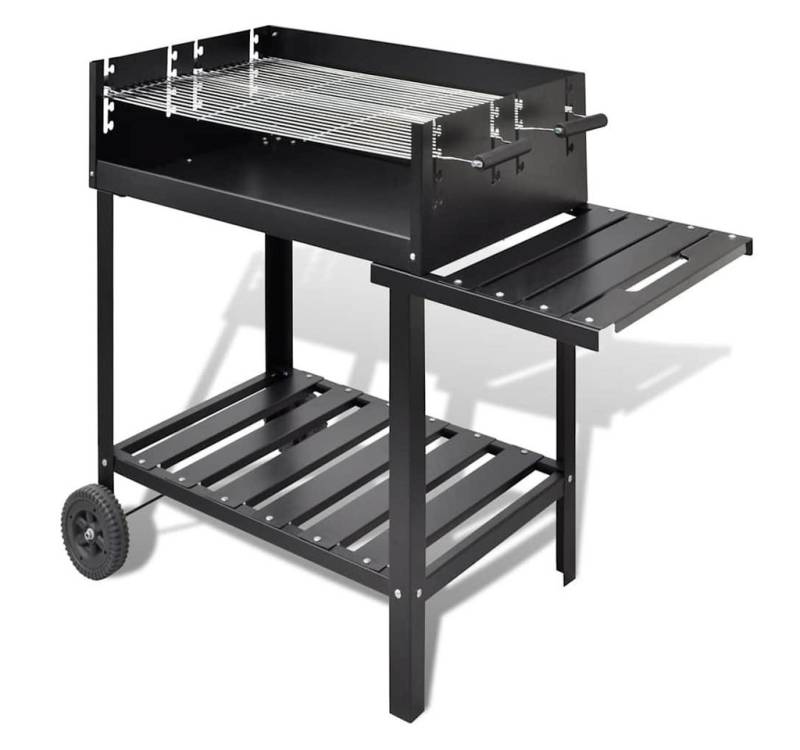 vidaXL Grillkamin BBQ Grill Säulengrill Standgrill Kohlegrill Barbeque mit 2 Rädern von vidaXL