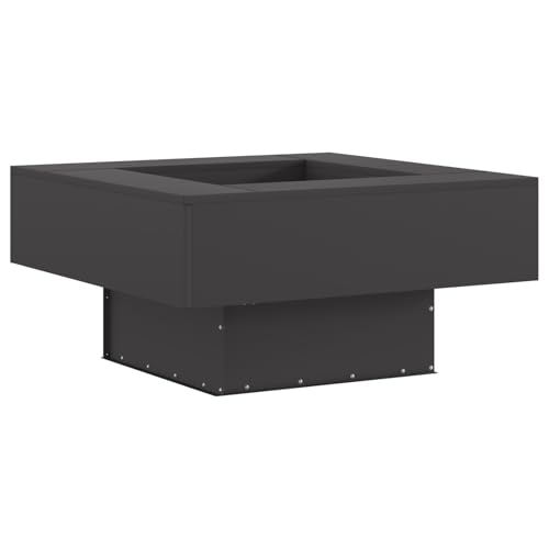 vidaXL Große quadratische Holzfeuerstelle Schwarz Stahl 80X80X40Cm Für Outdoor Zusammenkünfte Langlebig Modernes Design Unterstützt Holz Tragbar Rostbeständig Kamine Metall Kaltgewalzt Garten Patio von vidaXL
