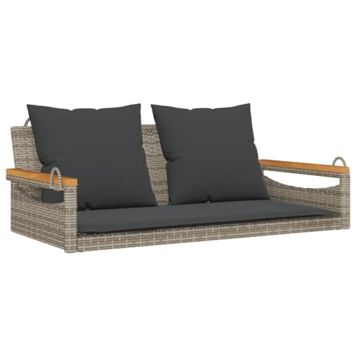 vidaXL Hängebank mit Kissen, Hängeschaukel mit Befestigungsringen, Schaukelbank für Außenbereich, Gartenschaukel, Modern, Grau Poly Rattan vidaXL Hängebank mit Kissen, Hängeschaukel mit Befestigungsringen, Schaukelbank für Außenbereich, Gartenschaukel, Modern, Grau Poly Rattan von vidaXL