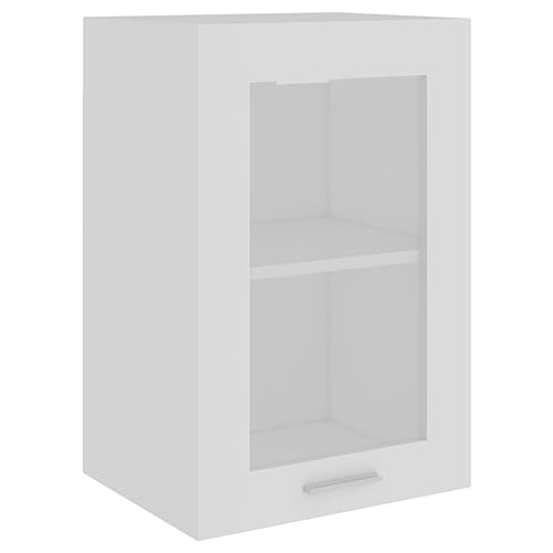 vidaXL Hängeglasschrank 2 Regalböden Hängeschrank Einbauküche Küchenzeile Küchenmöbel Oberschrank Küchenschrank Weiß 40x31x60cm Holzwerkstoff von vidaXL