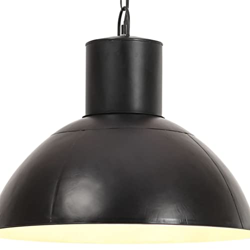 vidaXL Hängelampe Industrie Pendelleuchte Deckenlampe Pendellampe Deckenleuchte Hängeleuchte Lampe Leuchte 25W Totes Schwarz Rund 48cm E27 von vidaXL