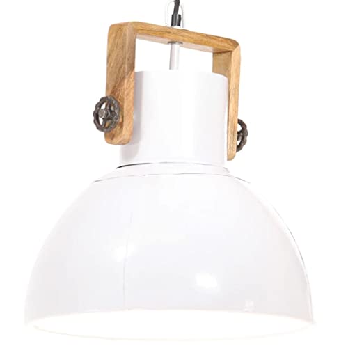 vidaXL Hängelampe Industriestil Pendelleuchte Deckenlampe Pendellampe Industrielampe Deckenleuchte Hängeleuchte Lampe Leuchte 25W Weiß Rund 40cm E27 von vidaXL