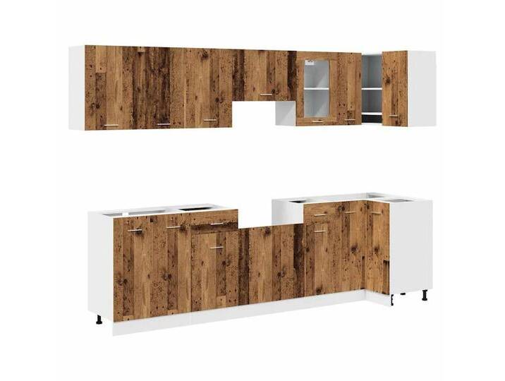vidaXL Hängeschrank 11-tlg Küchenschrank-Set Altholz-Optik Holzwerkstoff, braun von vidaXL