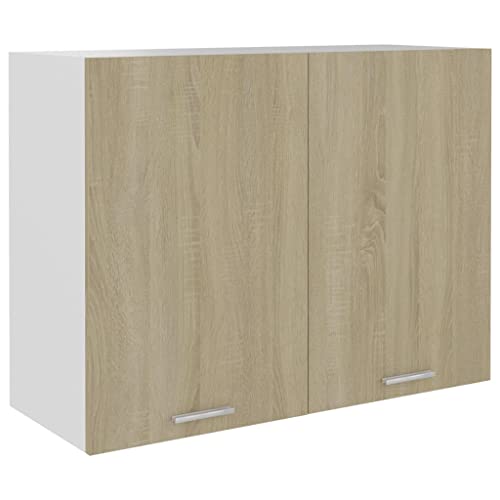 vidaXL Hängeschrank 2 Regalböden Küche Schrank Einbauküche Küchenzeile Küchenmöbel Oberschrank Küchenschrank Sonoma-Eiche 80x31x60cm Holzwerkstoff von vidaXL