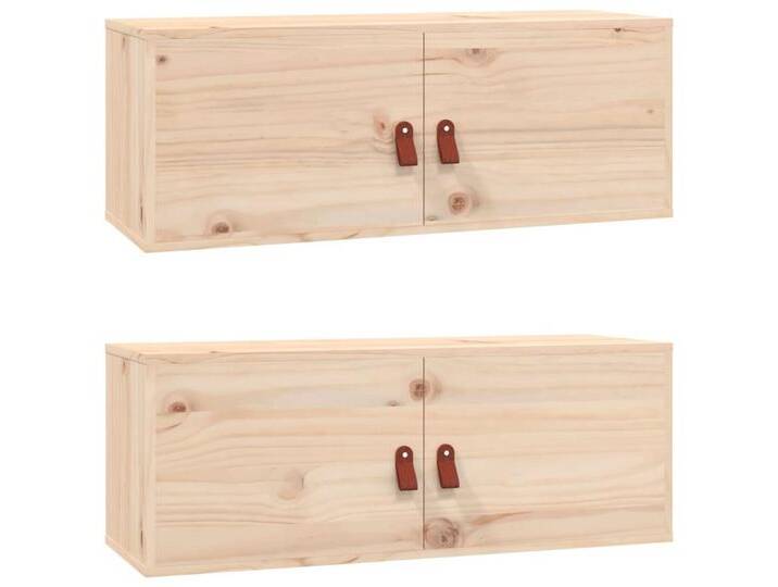 vidaXL Hängeschrank Wandschränke 2 Stk 80x30x30 cm Massivholz Kiefer Hängeschrank Lowboard, braun von vidaXL