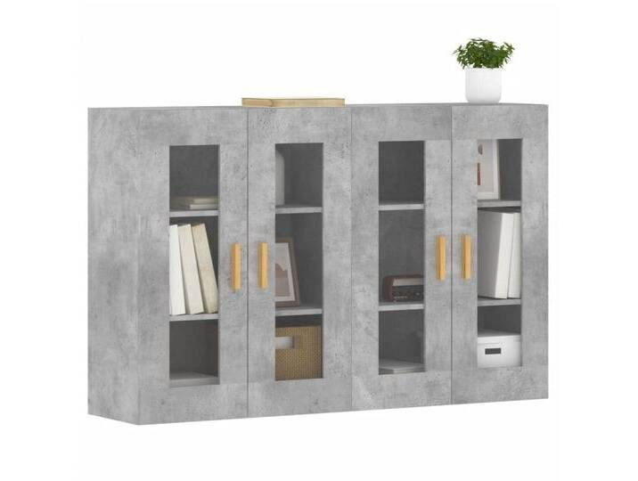 vidaXL Hängeschrank Wandschränke 2 Stk Betongrau Spanplatte Glas Vitrine Hängeschrank, grau von vidaXL