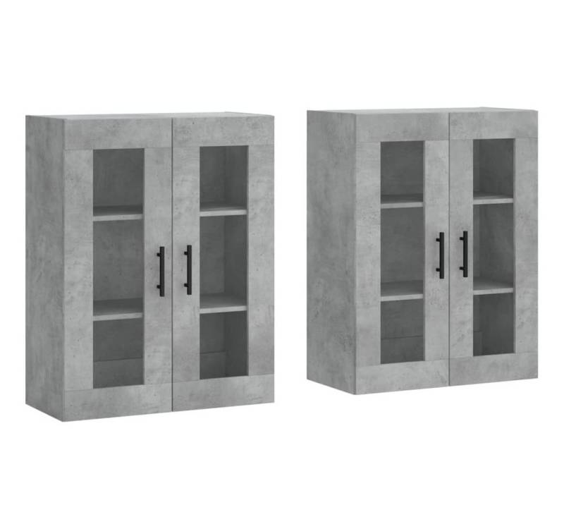 vidaXL Hängeschrank Wandschränke 2 Stk Betongrau Spanplatte Glas Vitrine Hängeschrank von vidaXL