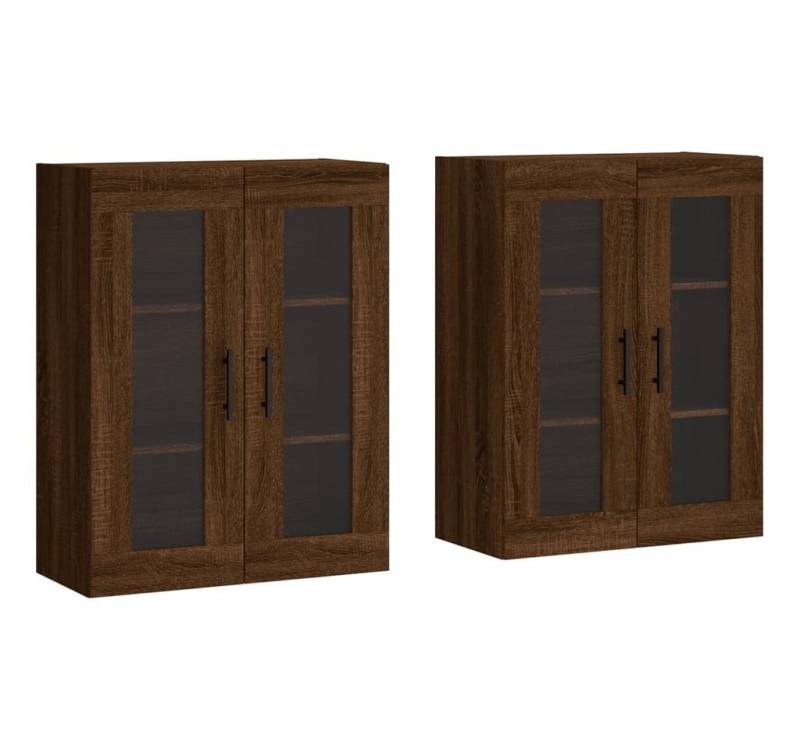 vidaXL Hängeschrank Wandschränke 2 Stk Braun Eichen-Optik Spanplatte Glas Vitrine Hängesch von vidaXL