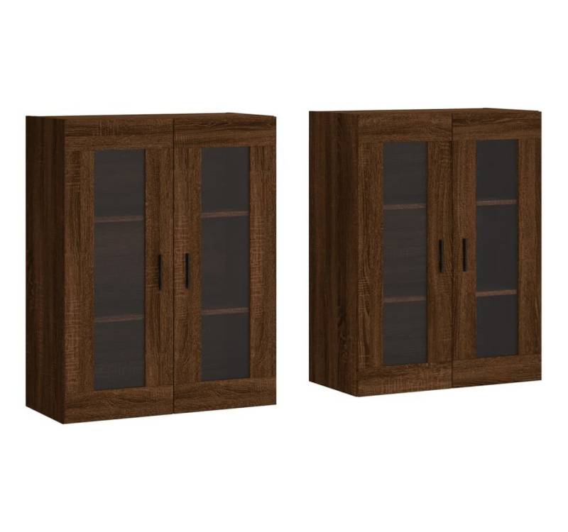 vidaXL Hängeschrank Wandschränke 2 Stk Braun Eichen-Optik Spanplatte Glas Vitrine Hängesch von vidaXL