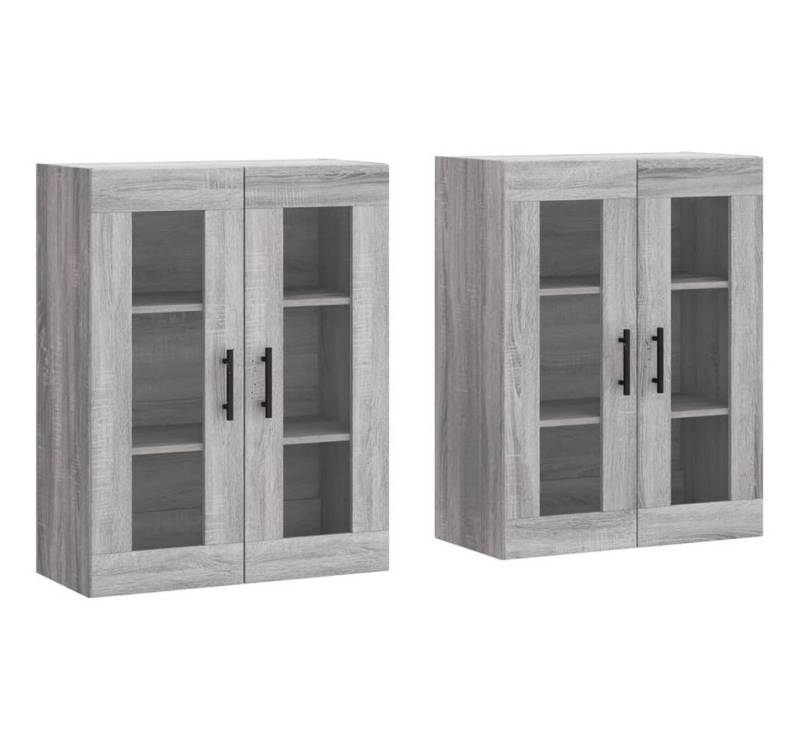 vidaXL Hängeschrank Wandschränke 2 Stk Grau Sonoma Spanplatte Glas Vitrine Hängeschrank von vidaXL