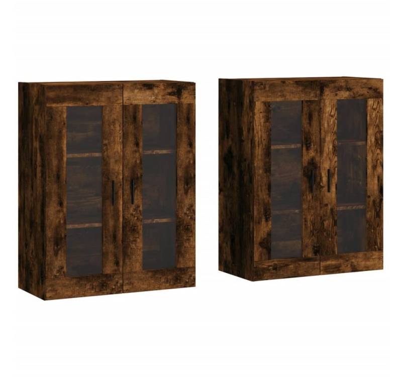 vidaXL Hängeschrank Wandschränke 2 Stk Räuchereiche Spanplatte Glas Vitrine Hängeschrank von vidaXL