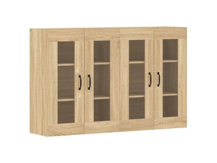 vidaXL Hängeschrank Wandschränke 2 Stk Sonoma Eiche Spanplatte Glas Vitrine Hängeschrank, braun von vidaXL