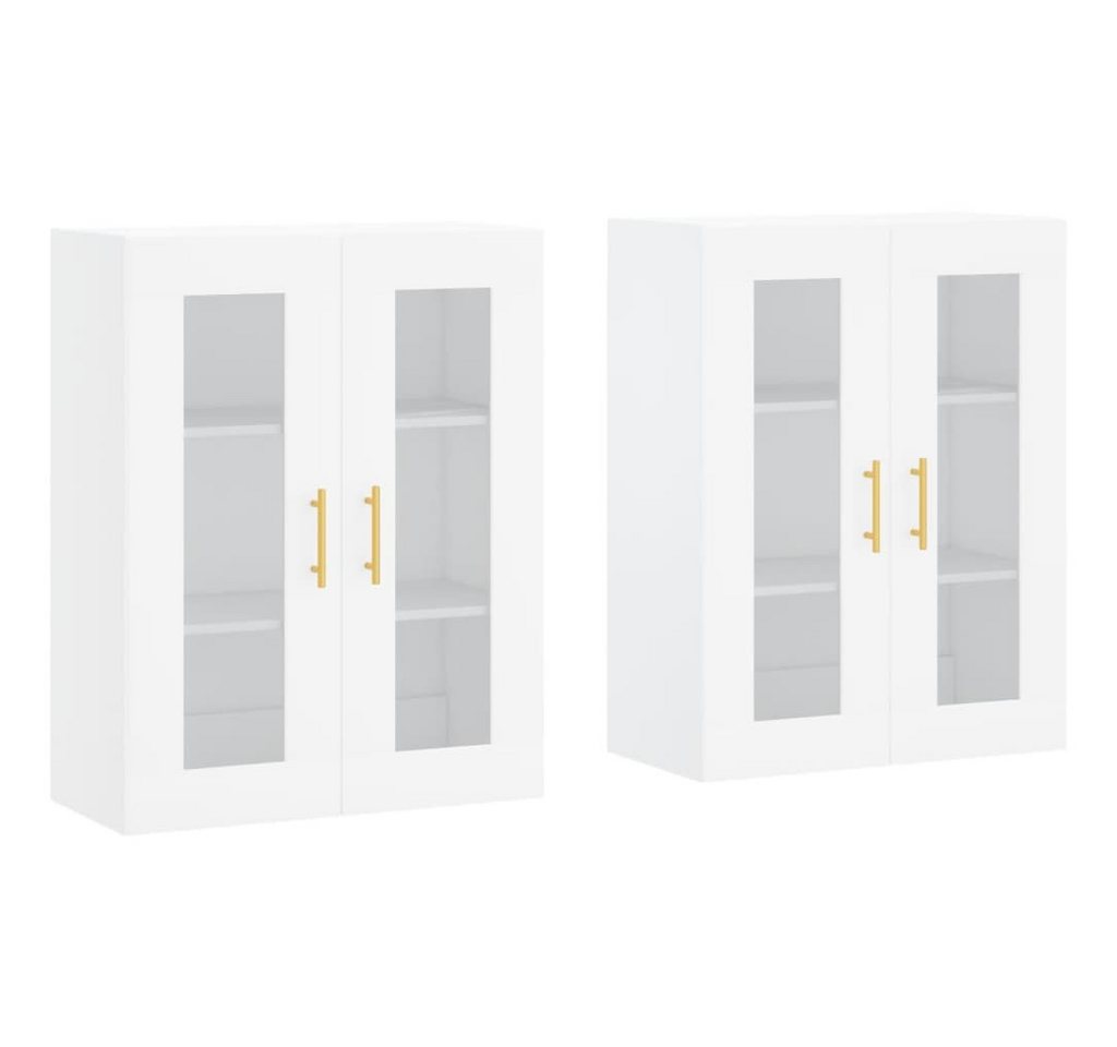 vidaXL Hängeschrank Wandschränke 2 Stk Weiß Spanplatte Glas Vitrine Hängeschrank vidaXL Hängeschrank Wandschränke 2 Stk Weiß Spanplatte Glas Vitrine Hängeschrank von vidaXL