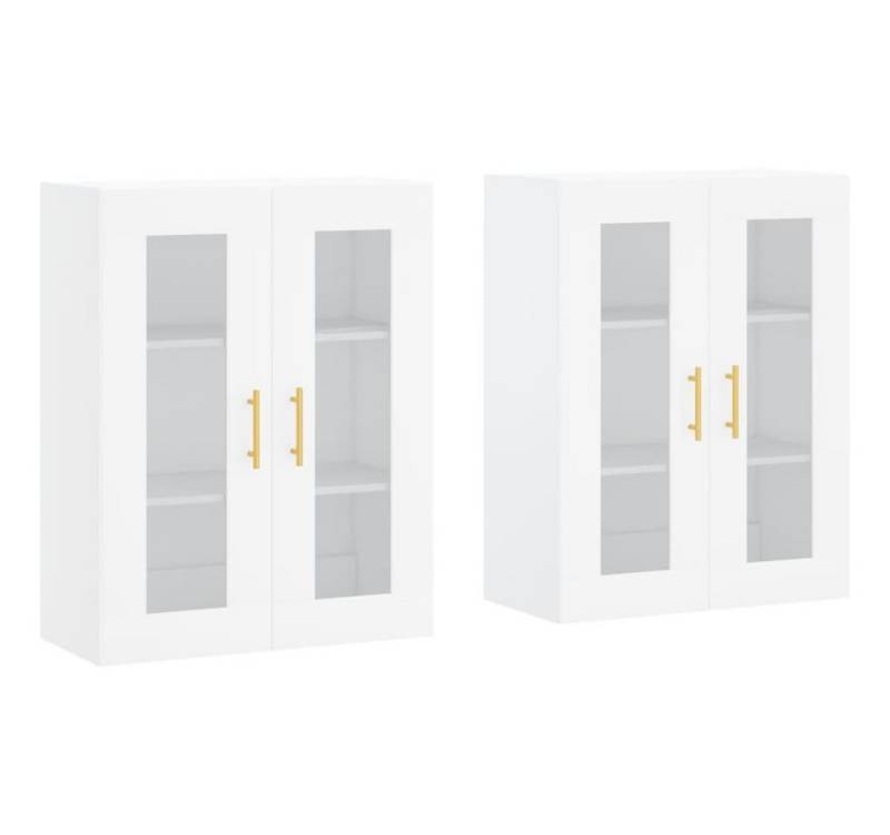 vidaXL Hängeschrank Wandschränke 2 Stk Weiß Spanplatte Glas Vitrine Hängeschrank von vidaXL