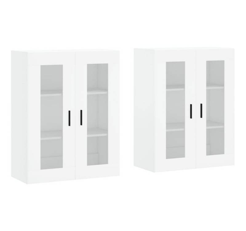 vidaXL Hängeschrank Wandschränke 2 Stk Weiß Spanplatte Glas Vitrine Hängeschrank von vidaXL