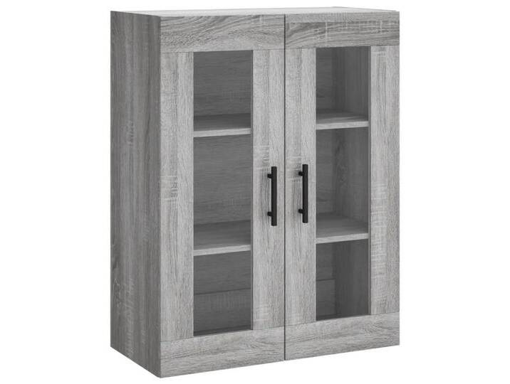 vidaXL Hängeschrank Wandschrank Grau Sonoma 69,5x34x90 cm Glas Vitrine Hängeschrank, grau von vidaXL