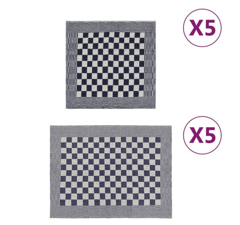 vidaXL Handtuch 10-tlg Handtuch-Set Blau und Weiß Baumwolle Geschirrtücher Gästetücher von vidaXL