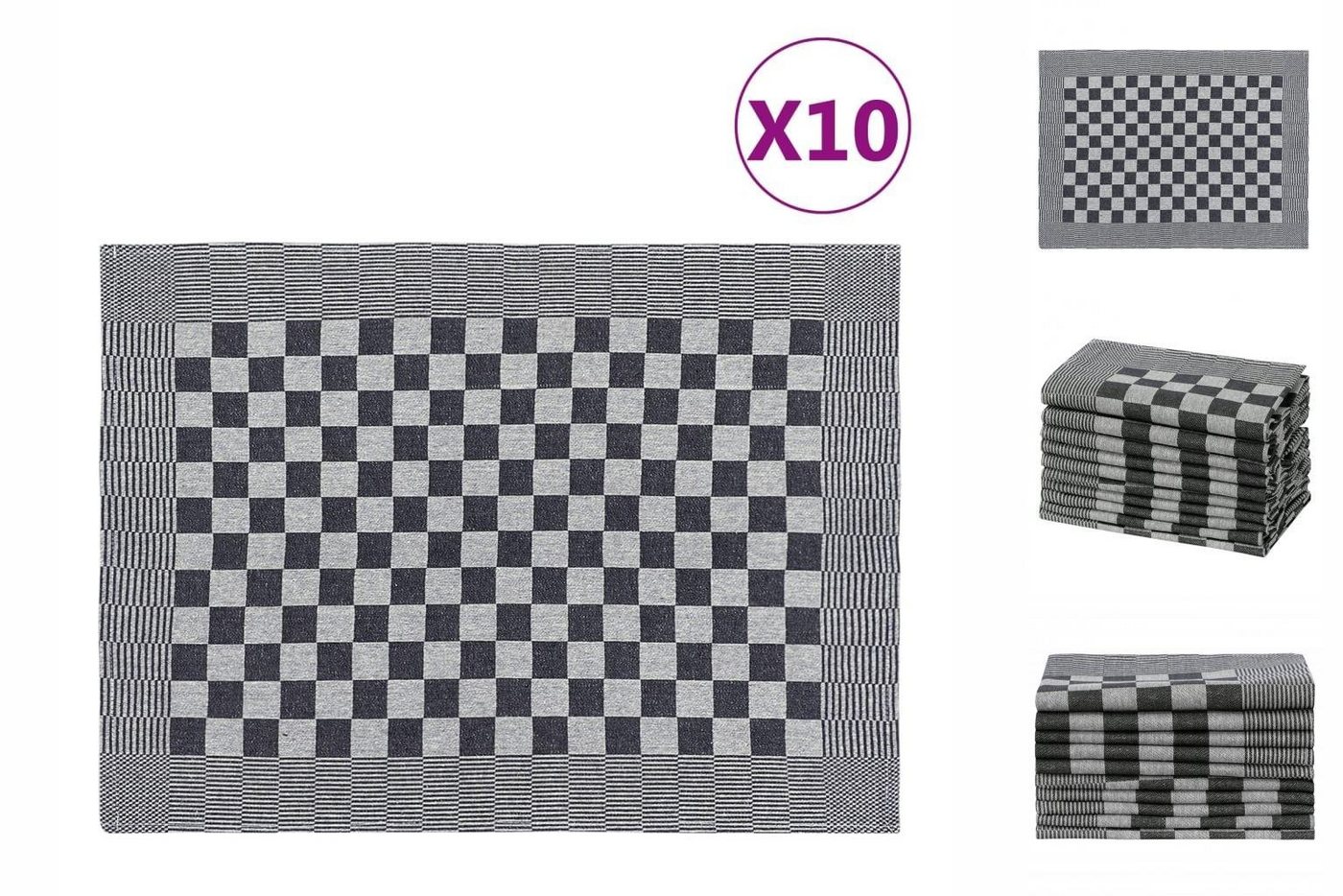 vidaXL Handtuch Geschirrtücher 10 Stk Schwarz und Weiß 50x70 cm Baumwolle von vidaXL