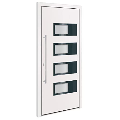 vidaXL Haustür, Tür mit Verstellbarer Scharniere, Eingangstür mit einem 5 Wege Sicherheitsschloss, Vordertür Aluminiumtür, Weiß Aluminium und PVC vidaXL Haustür, Tür mit Verstellbarer Scharniere, Eingangstür mit einem 5 Wege Sicherheitsschloss, Vordertür Aluminiumtür, Weiß Aluminium und PVC von vidaXL