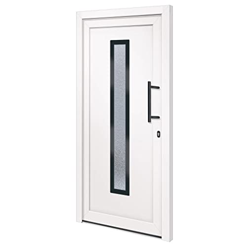 vidaXL Haustür, Tür mit Verstellbarer Scharniere, Eingangstür mit einem 5 Pilzkopfverriegelungen, Vordertür Hauseingangstür, Weiß PVC von vidaXL