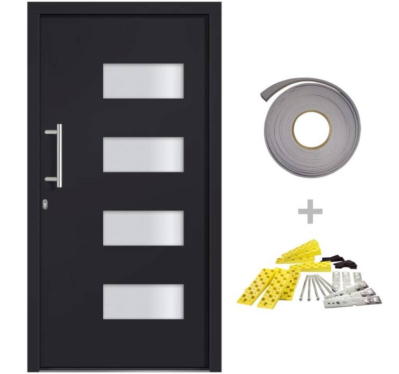 vidaXL Haustür Haustür Aluminium und PVC Anthrazit 100x210 cm EIngangstür Außentür Li von vidaXL