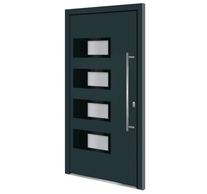 vidaXL Haustür Haustür Anthrazit 100x200 cm Aluminium und PVC Haus Eingangstür Glas-E von vidaXL