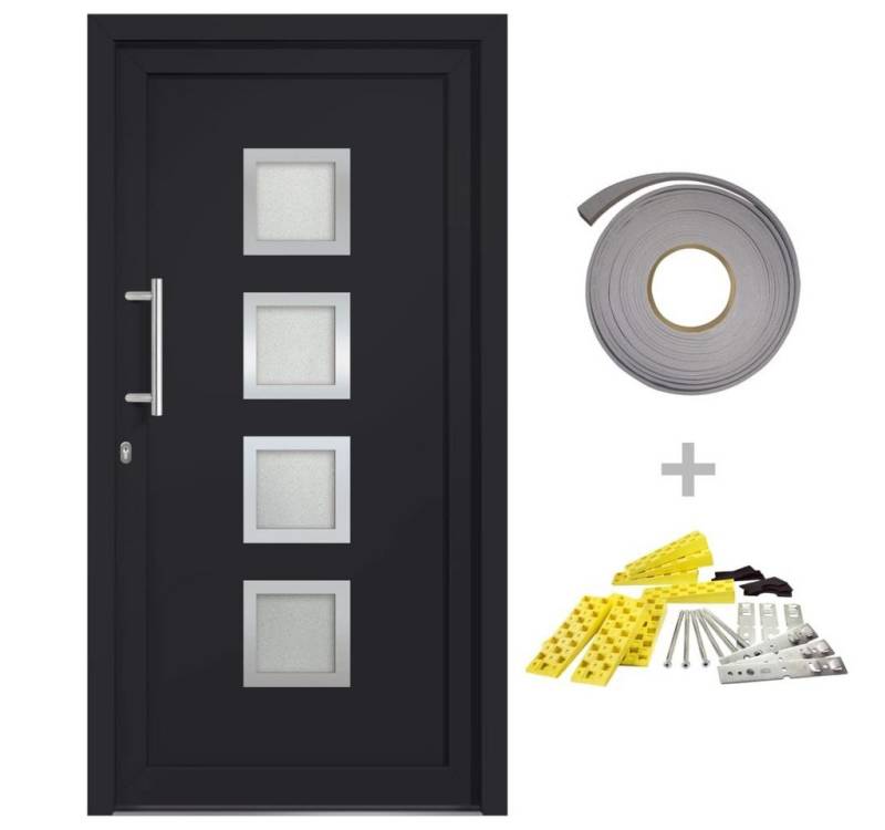 vidaXL Haustür Haustür Anthrazit 98x190 cm Eingangstür Außentür Glas-Element Linkshän von vidaXL