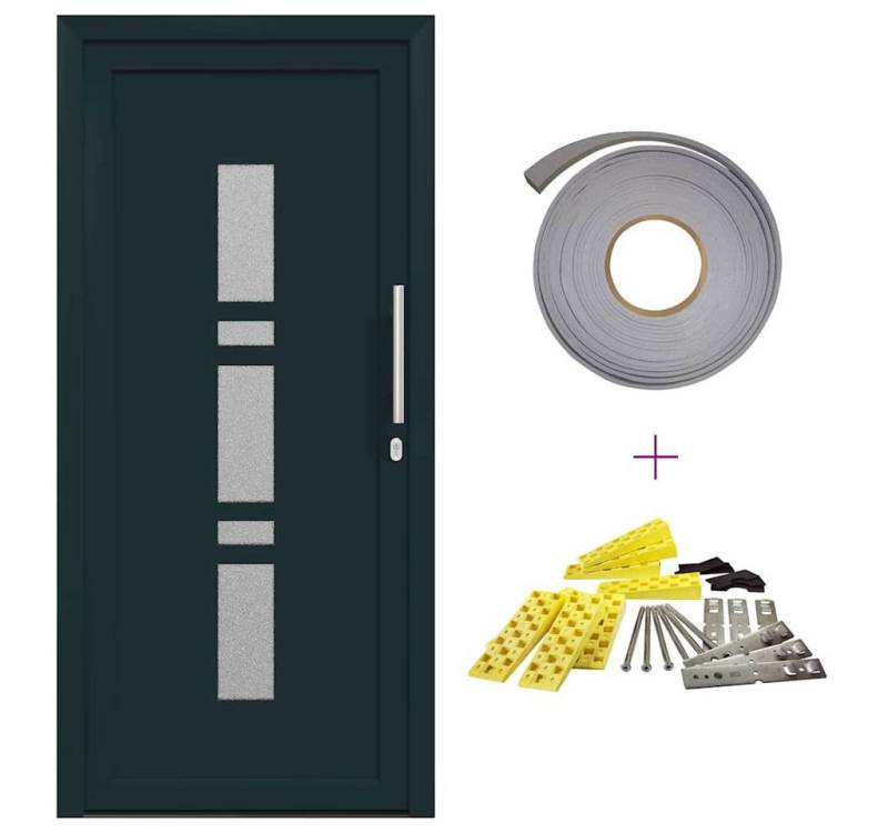 vidaXL Haustür Haustür Anthrazit PVC 108 x 208 cm mit Glas-Elemente rechtsanschlagend vidaXL Haustür Haustür Anthrazit PVC 108 x 208 cm mit Glas-Elemente rechtsanschlagend von vidaXL
