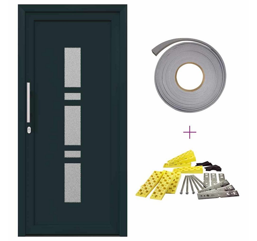 vidaXL Haustür Haustür Anthrazit PVC 98 x 208 cm mit Glas-Elemente linksanschlagend vidaXL Haustür Haustür Anthrazit PVC 98 x 208 cm mit Glas-Elemente linksanschlagend von vidaXL