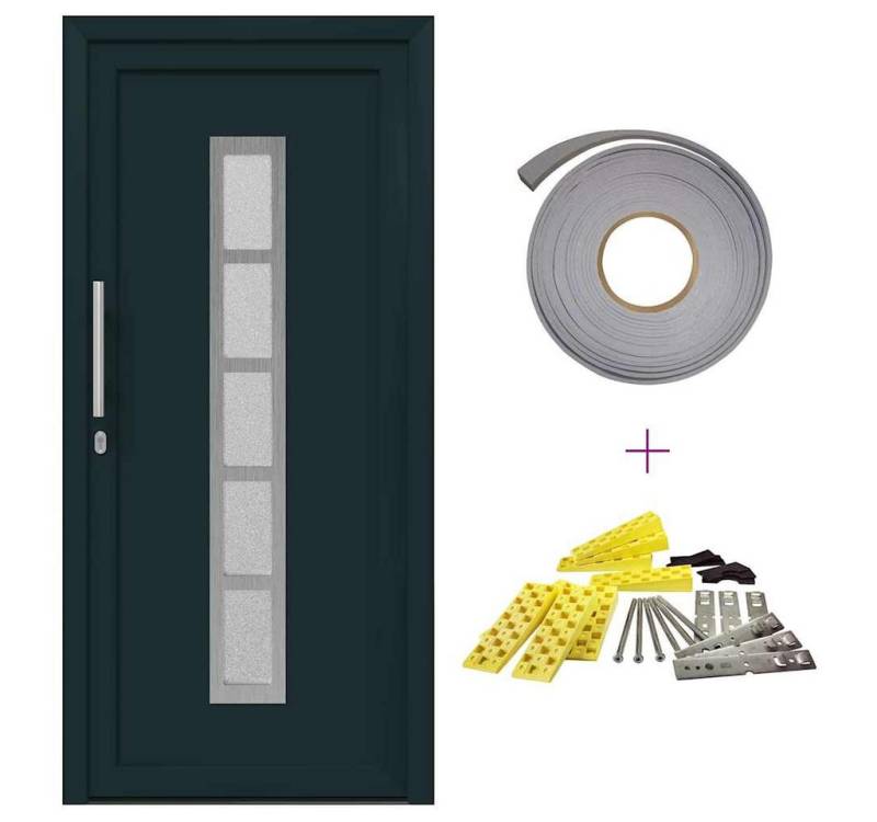 vidaXL Haustür Haustür Vordertür Anthrazit PVC 108 x 208 cm mit Glas-Elemente linksan vidaXL Haustür Haustür Vordertür Anthrazit PVC 108 x 208 cm mit Glas-Elemente linksan von vidaXL