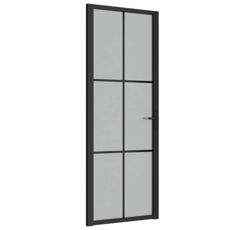 vidaXL Zimmertür Innentür 76x201,5 cm Schwarz Mattglas und Aluminium Glastür von vidaXL