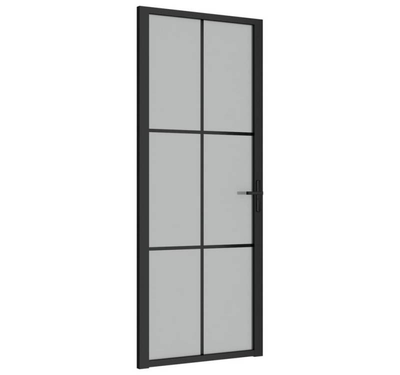 vidaXL Zimmertür Innentür 83x201,5 cm Schwarz Mattglas und Aluminium Zimmertür Glastür von vidaXL