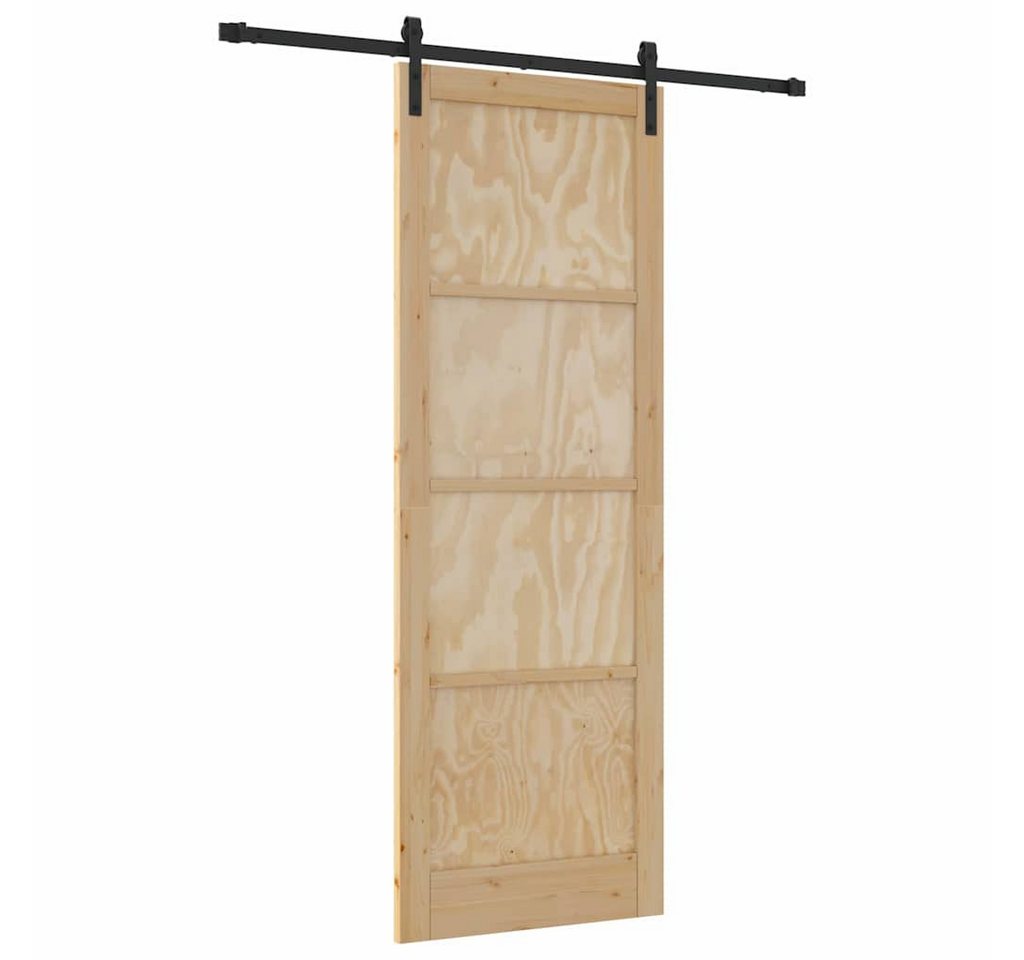 vidaXL Haustür Schiebetür Natur und Schwarz 83 x 232 cm (1-St) von vidaXL