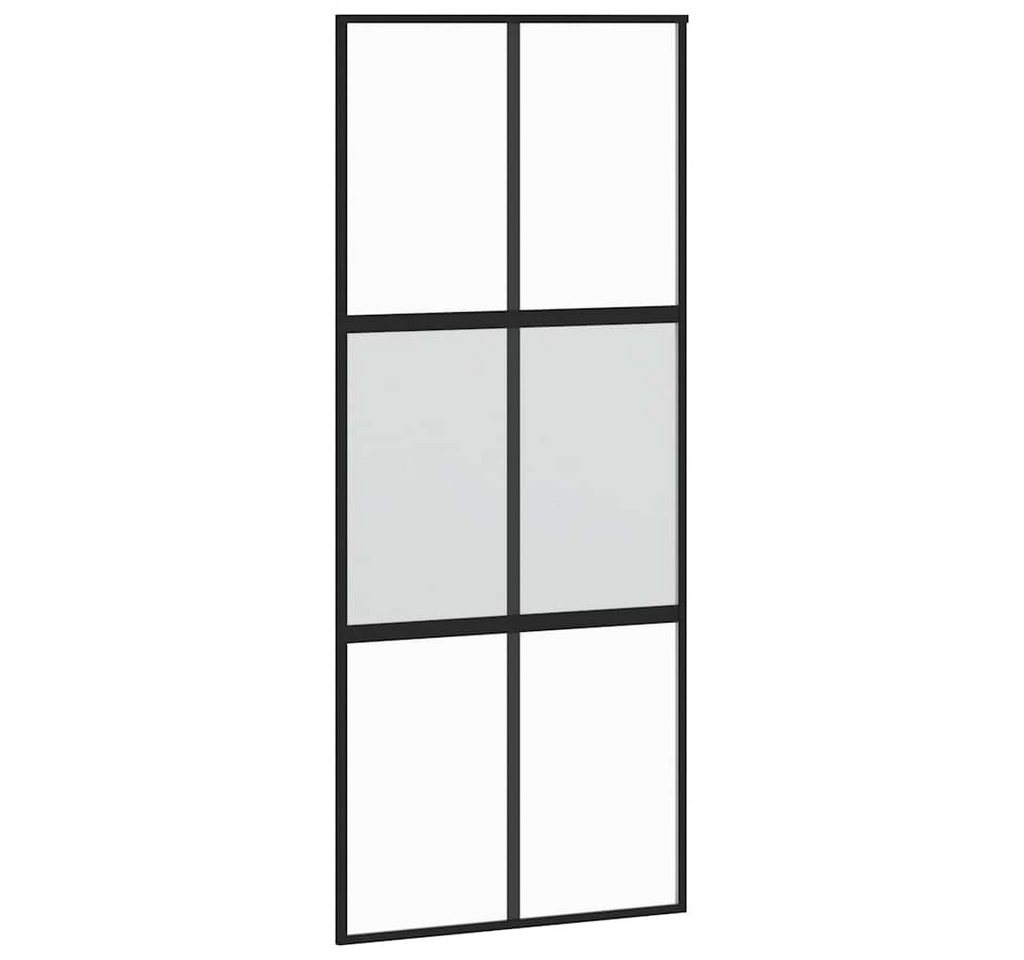 vidaXL Haustür Schiebetür Schwarz 90x205 cm Hartglas und Aluminium (1-St) von vidaXL