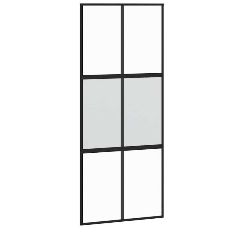 vidaXL Haustür Schiebetür Schwarz 90x205 cm Hartglas und Aluminium (1-St) von vidaXL