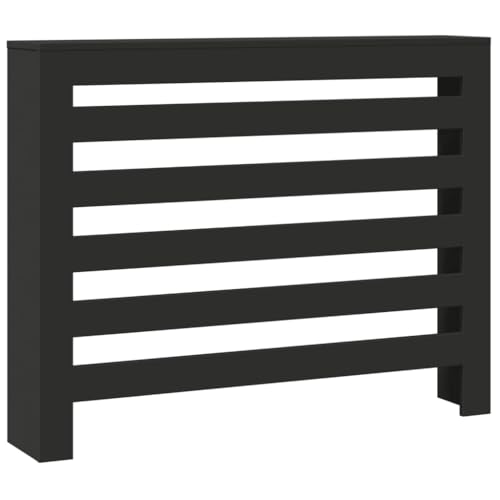 vidaXL Heizkörperverkleidung, Heizungsverkleidung Modernes Latten-Design, Heizkörperabdeckung für Wohnzimmer, Heizungsabdeckung, Schwarz Holzwerkstoff von vidaXL