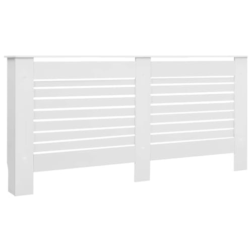 vidaXL Heizkörperverkleidung mit 7 horizontalen Latten Heizungsverkleidung Heizkörperabdeckung Heizung Abdeckung Heizkörper Weiß 172x19x81,5cm MDF von vidaXL