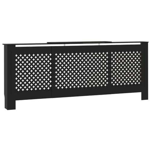 vidaXL Heizkörperverkleidung mit Querlatten Heizungsabdeckung Heizungsverkleidung Heizkörperabdeckung Heizung Abdeckung Heizkörper MDF Schwarz 205cm von vidaXL