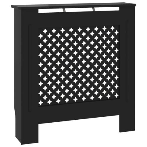 vidaXL Heizkörperverkleidung mit Querlatten Heizungsabdeckung Heizungsverkleidung Heizkörperabdeckung Heizung Abdeckung Heizkörper MDF Schwarz 78cm von vidaXL