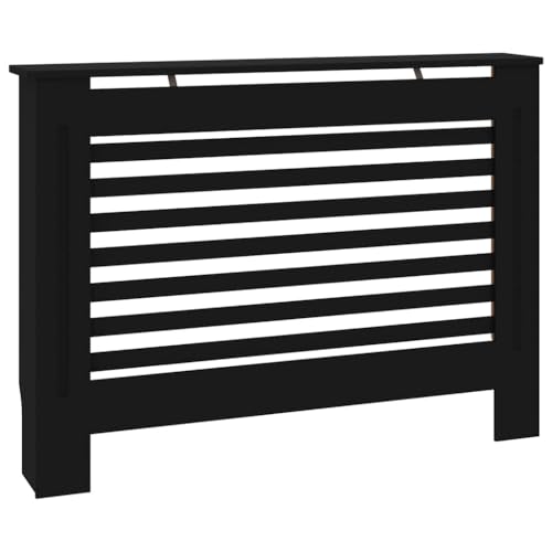 vidaXL Heizkörperverkleidung mit horizontalen Latten Heizkörperabdeckung Heizungsverkleidung Heizung Heizkörper Abdeckung Schwarz 112x19x81,5cm MDF von vidaXL
