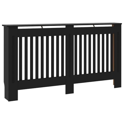 vidaXL Heizkörperverkleidung mit vertikalen Latten Heizkörperabdeckung Heizungsverkleidung Heizung Heizkörper Abdeckung Schwarz 152x19x81,5cm MDF von vidaXL