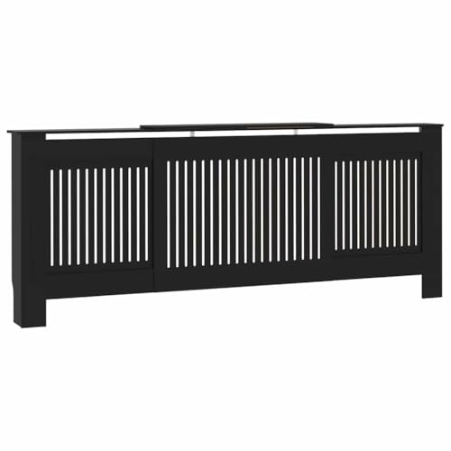 vidaXL Heizkörperverkleidung mit vertikalen Latten Heizungsabdeckung Heizungsverkleidung Heizkörperabdeckung Heizung Abdeckung Heizkörper MDF Schwarz 205cm von vidaXL