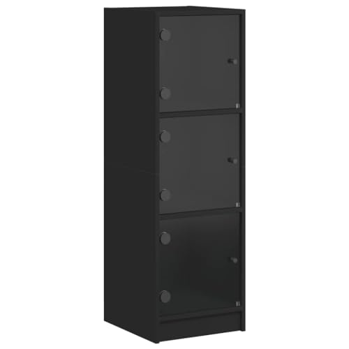 vidaXL Highboard, Beistellschrank mit Glastüren, Sideboard mit viel Stauraum, Schrank Kommode Hochschrank Wohnzimmer Schlafzimmer, Schwarz vidaXL Highboard, Beistellschrank mit Glastüren, Sideboard mit viel Stauraum, Schrank Kommode Hochschrank Wohnzimmer Schlafzimmer, Schwarz von vidaXL