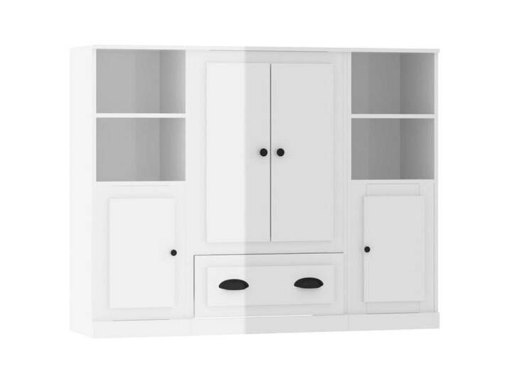 vidaXL Highboard, Hochkommode 3 Stk. Hochglanz-Weiß Holzwerkstoff von vidaXL