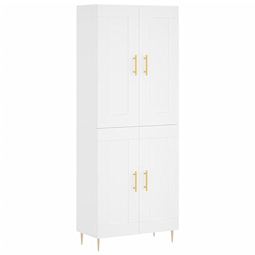 vidaXL Highboard, Sideboard mit viel Stauraum, Kommode Schrank für Wohnzimmer, Anrichte Beistellschrank Eisenbeine, Modern, Weiß Holzwerkstoff von vidaXL